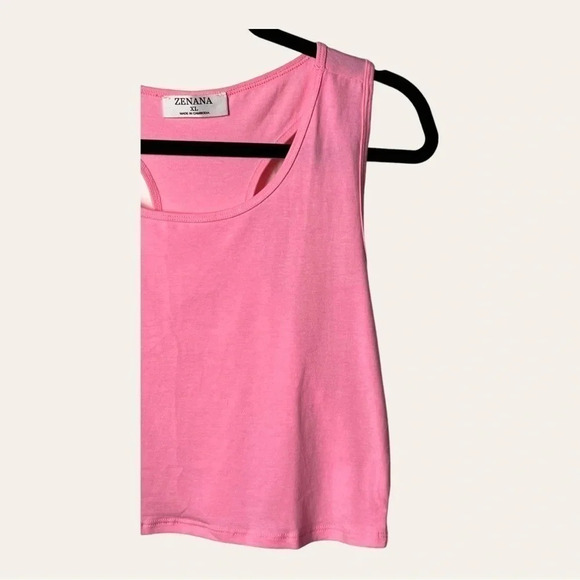 0428W ZENANA CROP TOP‎ WIDE STRAPS PINK IN COLOR SIZE XL - Picture 3 of 6